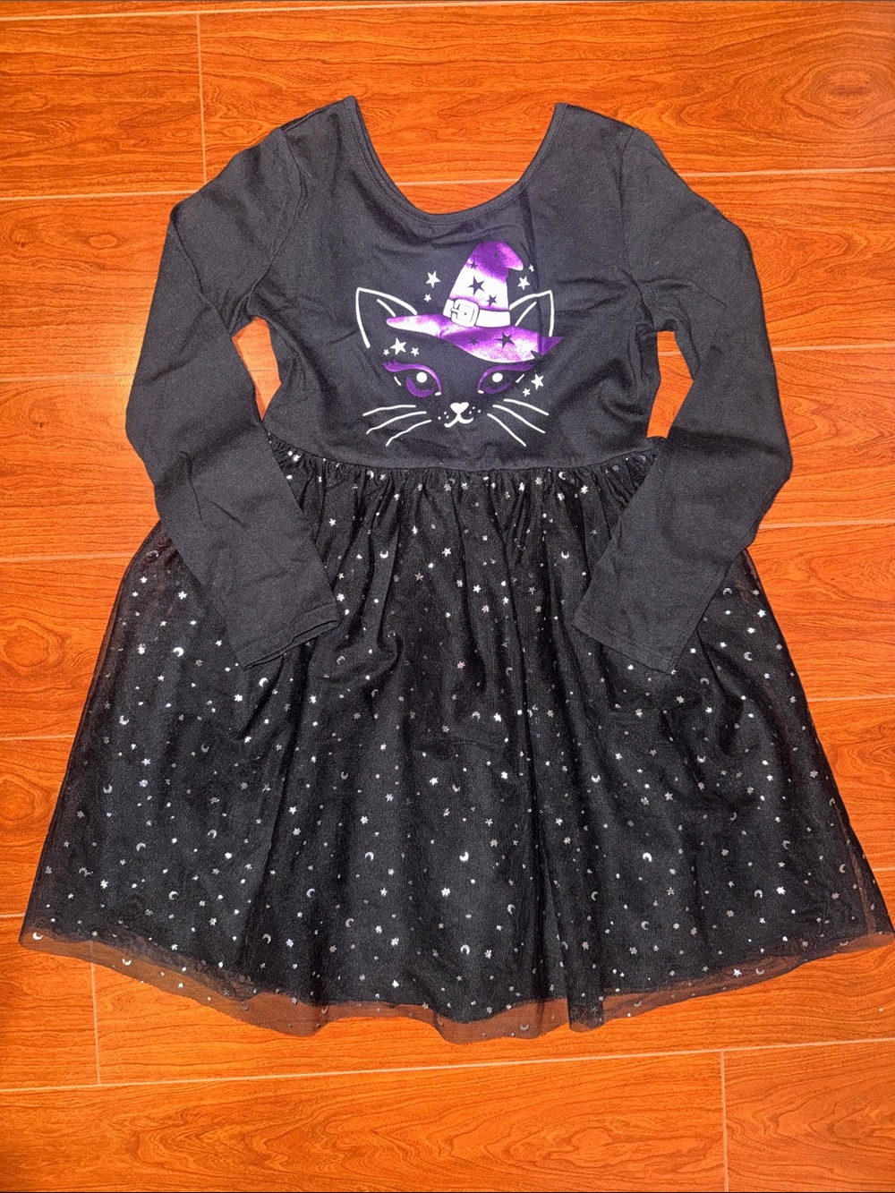 jumping beans Black Halloween Cat Witch Dress with Purple Hat